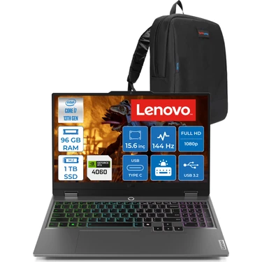 Lenovo Loq 15IRX9 Intel Core I7 13650HX 96GB Ddr5 1tb SSD RTX4060 8gb 115W 15.6" Fullhd 144HZ