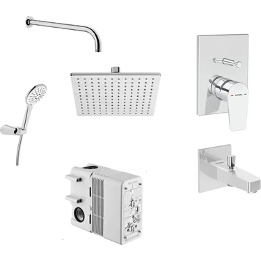 Artema Flow Square Ankastre Duş Seti   Krom A49305