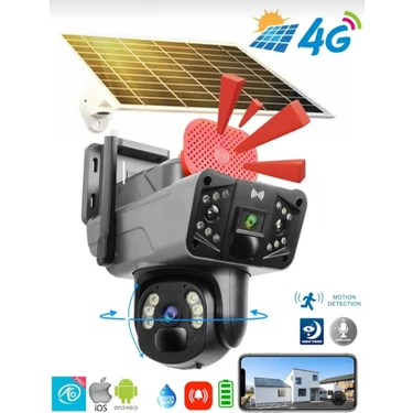O-kam Okam 3915-S 4G 6 MP Çift Lens Güneş Enerjili Güvenlik Kamerası Beyaz Renk Full HD
