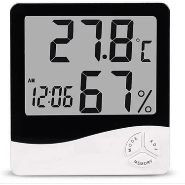 Ecofast Dijital Oda Termometresi Sıcaklık ve Nem Ölçer Masa Saati Alarm ile Hassas