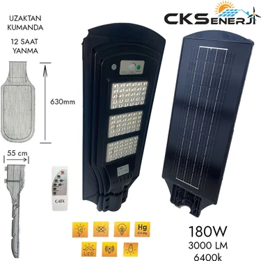 Cks Enerji Cata Solar Güneş Enerjili Sokak Armatürü 180W