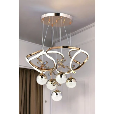 Trend Rose Galaksi Modern Sarkıt LED Avize 3 Renk Sarı Gold Kaplmalı Toplu Kelebek