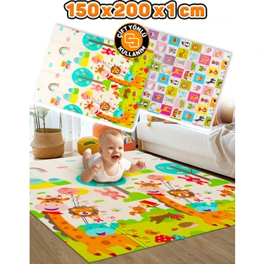 Circle Toys Neşeli Zürafa + Animals , Katlanabilir Çocuk Oyun Halısı – 150X200X1 cm - Taşıma