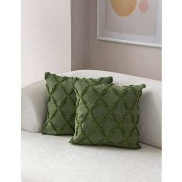Swita Home Ikili Dekoratif Puantiye Keten Kumaşlı Kırlent Kılıfı 43X43