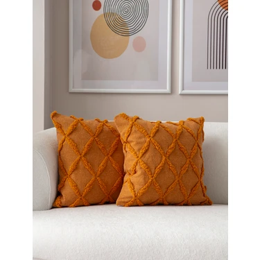 Swita Home Ikili Dekoratif Puantiye Keten Kumaşlı Kırlent Kılıfı 43X43