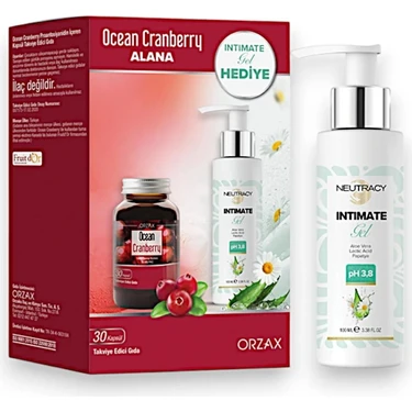 Orzax Ocean Cranberry 30 Kapsül + Neutracy Intim Jel Fiyatı