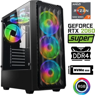 Xaser XSR1063 Ryzen 7 5700X 64GB Ram 1tb M.2 Nvme SSD 8gb RTX2060 Super Masaüstü Oyuncu
