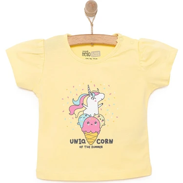 HelloBaby Basic Kız Dondurma Unicorn Baskılı T-Shirt Kız