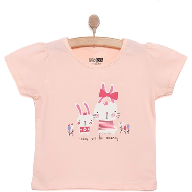 HelloBaby Basic Kız Tavşan Baskılı T-Shirt Kız