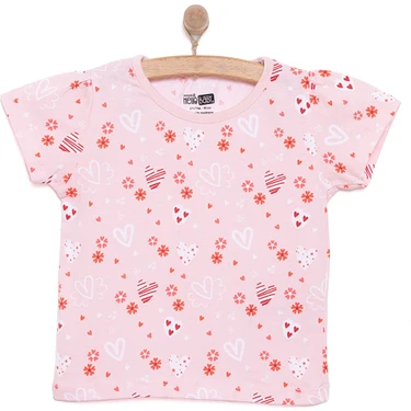 HelloBaby Basic Kız Meyve Yiyen Kedi Desenli T-Shirt Kız