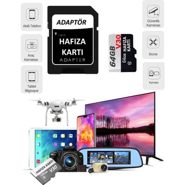 Ventus Sprange 64 GB U3 Hafıza Kartı Faster Transfer Speed Class 10 4k Video Kayıt