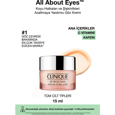 Clinique All About Eyes Göz Çevresi Kremi 15 ml – Şişlik ve Mor Halkaları Azaltan Nemlendirici