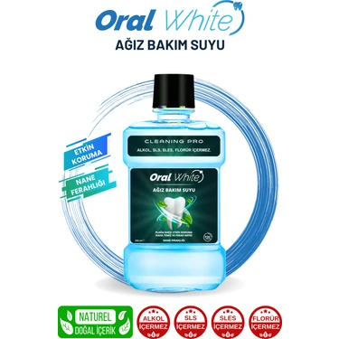 Oral White Cleaning Pro Ağız Bakım Suyu Nane Ferahlığı 250 ml