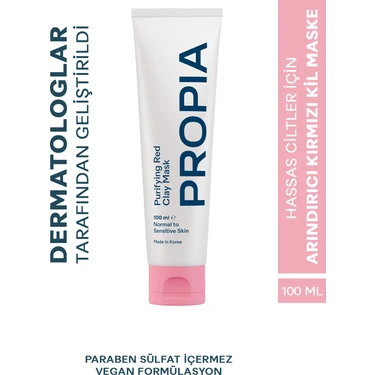 Propia Kırmızı Kil Yüz Maskesi 100 ml – Arındırıcı, Gözenek Sıkılaştırıcı ve Cildi Canlandırıcı