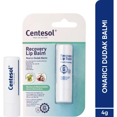CENTESOL Onarıcı Dudak Balmı Nemlendirici Besleyici SPF 50 4 G (Centella Asiatica, Coconut