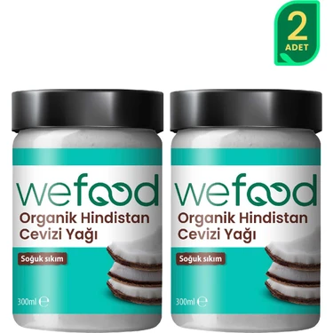 Wefod Organik Hindistan Cevizi Yağı 300 ml 2'li (Soğuk Sıkım)