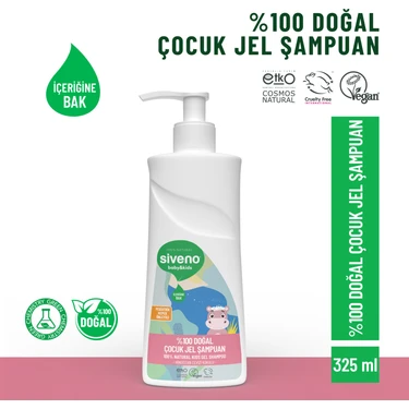 Siveno %100 Doğal Bebek Çocuk Jel Şampuanı Yenidoğan Saç Vücut Konak Önleyici 325