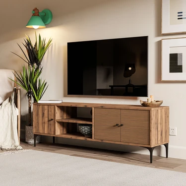 Mezza 1270 Nest 150 Cm Modern Tasarımlı Tv Ünitesi Ceviz Suntalam Malzeme