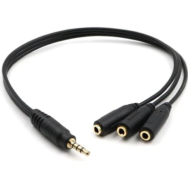 Plus PX-3AUX 3 Lü Stereo Çoklayıcı, 3 x 3.5 mm Aux, 1 Giriş 3 Çıkış 3.5mm Jak