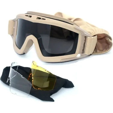 Revision Taktik Gözlük 3 Lensli Koruyucu Maske / Tactical Askeri Gözlük / Airsoft ve Motosiklet