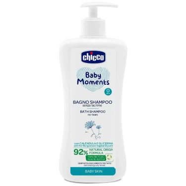 Chicco Baby Moments Bebek Saç ve Vücut Şampuanı 750 ml - %92 Doğal İçerik, Aynısefa Özlü, Göz