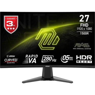 MSI 27" MAG 276CXF 1920x1080 (FHD) CURVE 1500R RAPID VA 280HZ 0.5MS (GTG) ADAPTIVE-SYNC GAMING