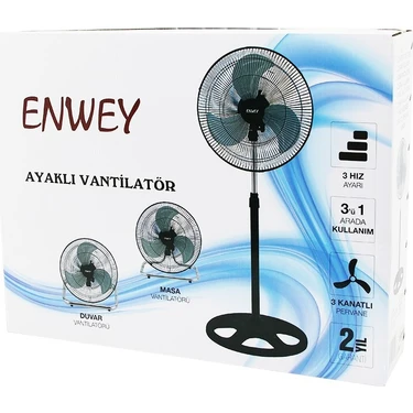 Menashop 80W VG-301 3  - Kanat Metal Kafes   - Duvar - M.üstü 3in1: Ayaklı Vantilatör  Sanayi    