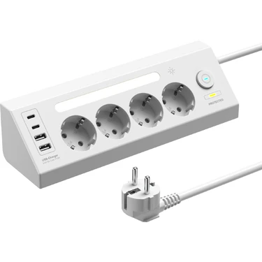 Fulltech Ftr-22 Gece Lambalı Akım Korumalı Çoklu Priz -