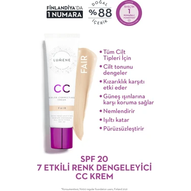 Lumene CC Cream Shade Fair-7 Etkili Renk Dengeleyici CC Krem Fiyatı