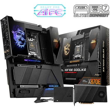 Msı MB Meg X870E Godlıke Am5 Ddr5 9000MHZ(OC) Usb4 7x M.2 2x Dp 1X10G, 1x 5g  Lan Wıfı 7 Rgb
