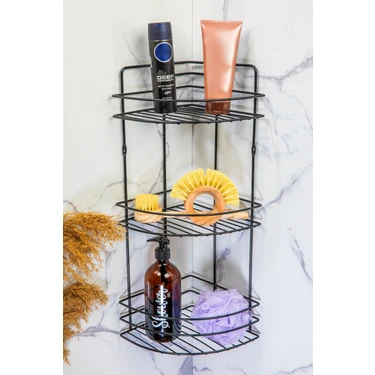 3 Katlı Banyo Rafı, Banyo Düzenleyici Şampuanlık Yapışkanlı