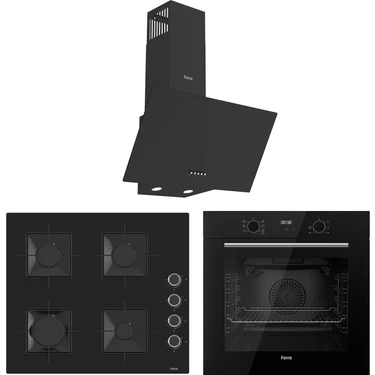 Ferre Flowart Ventora Essential Siyah 3'lü Ankastre Set ( QBL63CS-SS205-D086