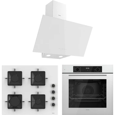 Ferre Flowart Ventora Plus Beyaz 3'lü Ankastre Set ( QBL63CB-SS206-D078