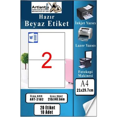 aページ Artlantis A4 Hazır Etiket 210X148.5 mm 10 Sayfa 1 Paket 2 Li Fiyatı