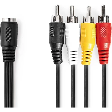 VLAP20475B02 Dın Audio Adaptör Kablosu 4 x Rca Fiş 5 Kutuplu 0,20 M