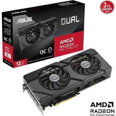 Asus 12GB Dual RX7700XT-O12G Gddr6 192BIT Hdmı-Dp Pcıe