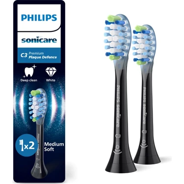 Philips Sonicare Premium Plak Defans 2'li Yedek Başlık Siyah -