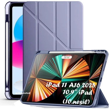 M.tk moveteck Apple İpad 11 (A16) 2025 10. Nesil 10.9 Kılıf Yumuşak Kalem Bölmeli Akıllı Uyku