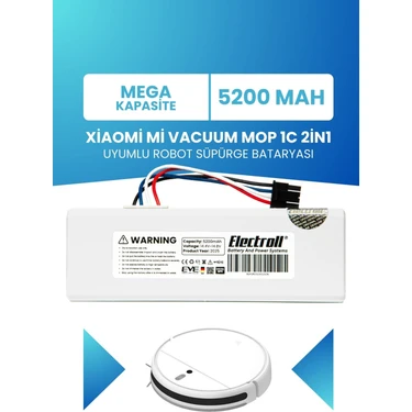 Electroll Xiaomi Mi Vacuum Mop 1C 2in1 (Yüksek Kapasite) STYTJ01ZHM 5200mAh Robot Süpürge
