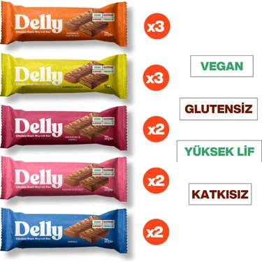 Delly Çikolata Kaplı - Meyveli Bar Karışık Kutu 35g X 12