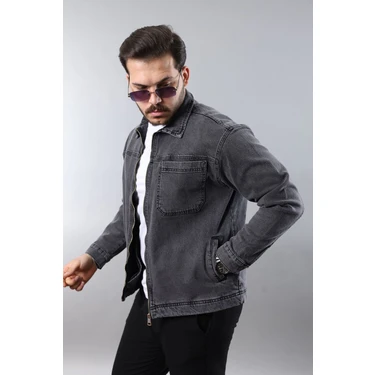 Little Cup Jeans Co Erkek Regular Fit Siyah Kar Yıkama Spor Model Fermuarlı Kot