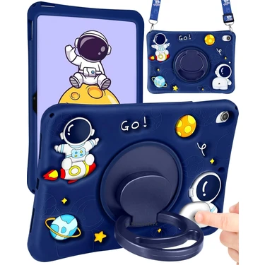 M.TK Moveteck Ipad 11 (A16) 2025 11. Nesil 11INÇ Astronot Çocuk Kılıfı Askılı Standlı Karakterli
