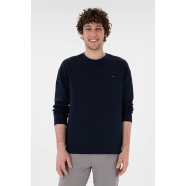 U.S. Polo Assn. Erkek Lacivert Comfort Fit Bisiklet Yaka İnce Sweatshirt Tek