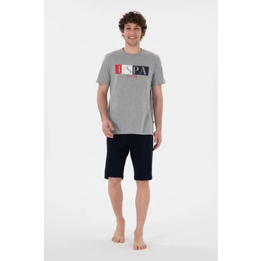 U.S. Polo Assn. Erkek Bisiklet Yaka Gri Melanj Pijama Takımı