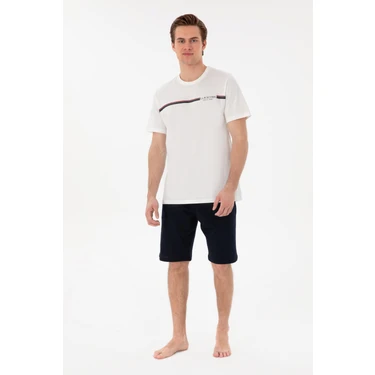 U.S. Polo Assn. Erkek Bisiklet Yaka Beyaz Pijama Takımı