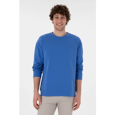U.S. Polo Assn. Erkek Comfort Fit Bisiklet Yaka İndigo İnce Sweatshirt