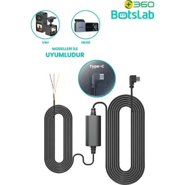 Botslab 360+ Type-C Park Modu Akü Bağlantı Kablo Kiti Araç İçi Kamera İçin Gelişmiş