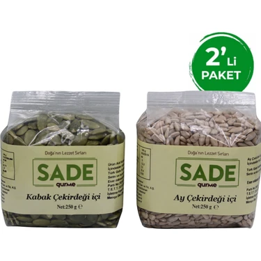 Sade Gurme Kabak ve Ayçekirdeği Içi 250 gr + 250