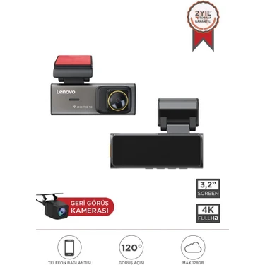 Lenovo Araç İçi Kamera 3.2 INC Wifi Ön ve Arka Araç Kamerası S7 3280