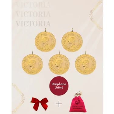 Victoria Gold 5 Adet Çeyrek Altın Yeni Tarihli  2026 Kulplu 22